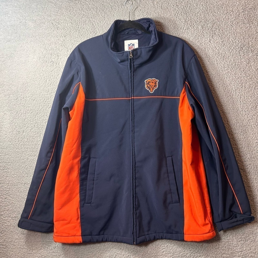 Chicago Bears Jacket Mens XL Blue‎ Orange NFL Full Zip High Neck Jacket Football
